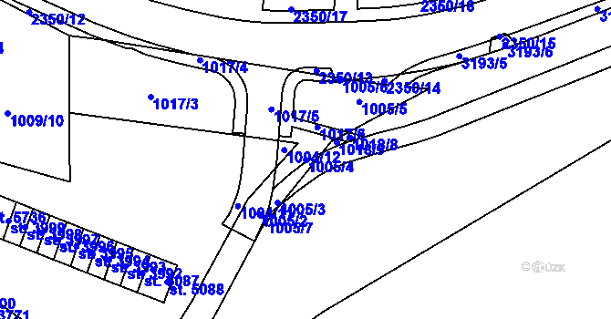 Parcela st. 1005/4 v KÚ Cheb, Katastrální mapa