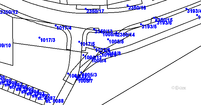 Parcela st. 1018/9 v KÚ Cheb, Katastrální mapa