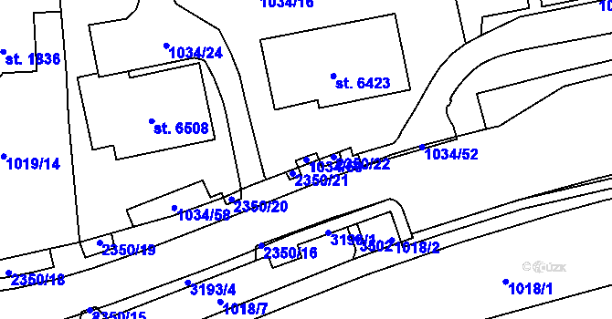 Parcela st. 1034/59 v KÚ Cheb, Katastrální mapa