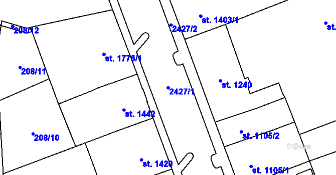 Parcela st. 2427/1 v KÚ Cheb, Katastrální mapa