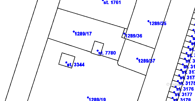 Parcela st. 7780 v KÚ Cheb, Katastrální mapa