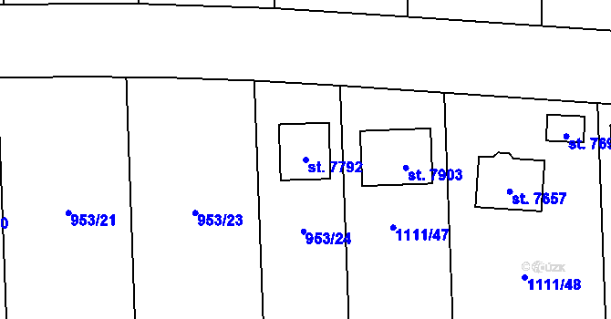 Parcela st. 7792 v KÚ Cheb, Katastrální mapa