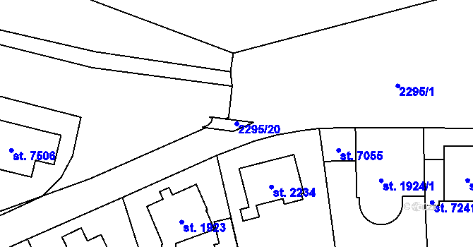 Parcela st. 2295/20 v KÚ Cheb, Katastrální mapa