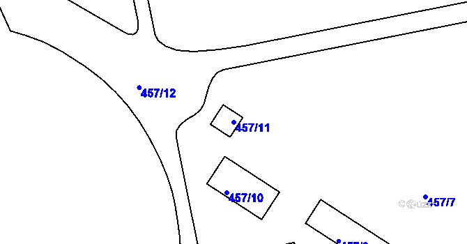 Parcela st. 457/11 v KÚ Cheb, Katastrální mapa