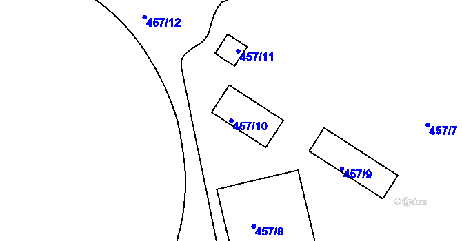 Parcela st. 457/10 v KÚ Cheb, Katastrální mapa