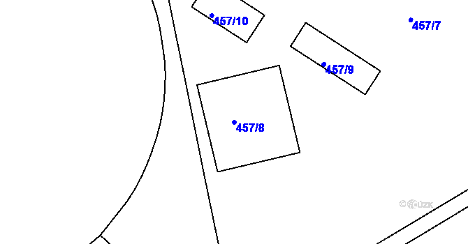 Parcela st. 457/8 v KÚ Cheb, Katastrální mapa