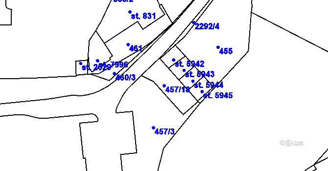 Parcela st. 457/18 v KÚ Cheb, Katastrální mapa
