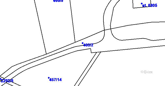 Parcela st. 460/2 v KÚ Cheb, Katastrální mapa