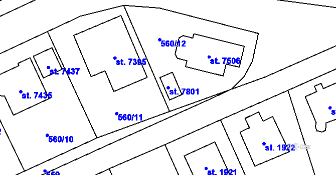Parcela st. 7801 v KÚ Cheb, Katastrální mapa