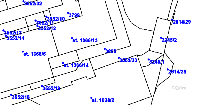 Parcela st. 1366/16 v KÚ Cheb, Katastrální mapa
