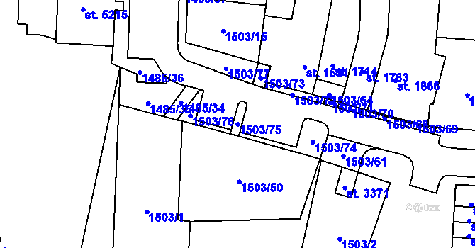 Parcela st. 1503/75 v KÚ Cheb, Katastrální mapa