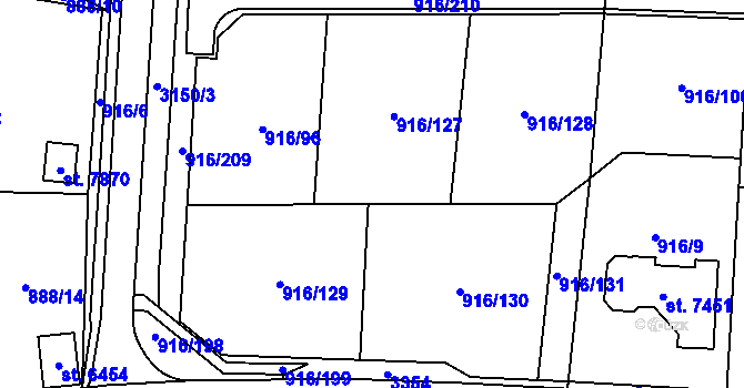 Parcela st. 916/96 v KÚ Cheb, Katastrální mapa