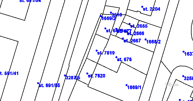 Parcela st. 7819 v KÚ Cheb, Katastrální mapa