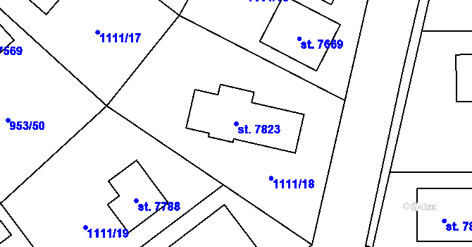 Parcela st. 7823 v KÚ Cheb, Katastrální mapa