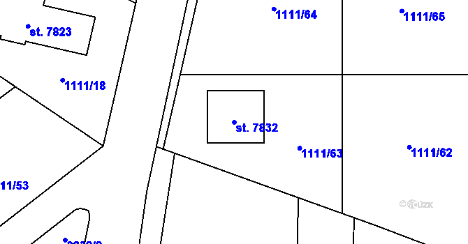 Parcela st. 7832 v KÚ Cheb, Katastrální mapa