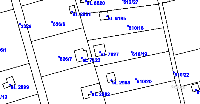 Parcela st. 7827 v KÚ Cheb, Katastrální mapa