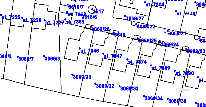 Parcela st. 7847 v KÚ Cheb, Katastrální mapa