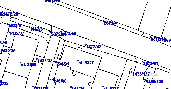 Parcela st. 2372/42 v KÚ Cheb, Katastrální mapa
