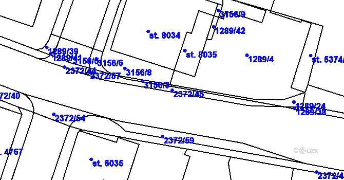 Parcela st. 2372/45 v KÚ Cheb, Katastrální mapa