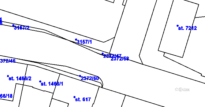 Parcela st. 2372/47 v KÚ Cheb, Katastrální mapa