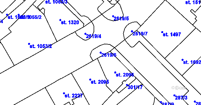 Parcela st. 2619/6 v KÚ Cheb, Katastrální mapa