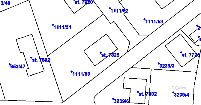 Parcela st. 7825 v KÚ Cheb, Katastrální mapa