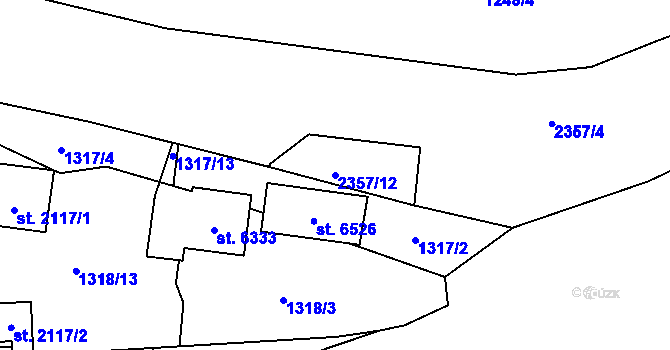 Parcela st. 2357/12 v KÚ Cheb, Katastrální mapa