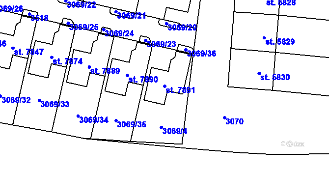 Parcela st. 7891 v KÚ Cheb, Katastrální mapa