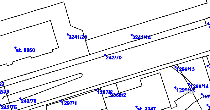 Parcela st. 242/70 v KÚ Cheb, Katastrální mapa