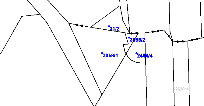 Parcela st. 3058/1 v KÚ Cheb, Katastrální mapa