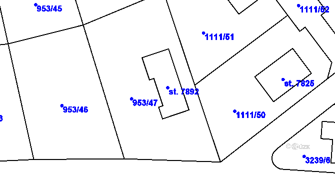 Parcela st. 7892 v KÚ Cheb, Katastrální mapa