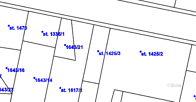 Parcela st. 1425/3 v KÚ Cheb, Katastrální mapa