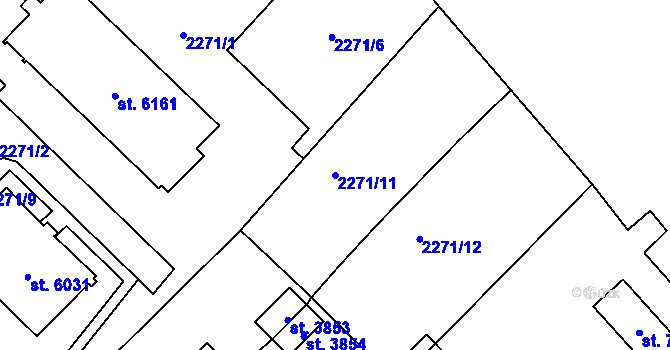 Parcela st. 2271/11 v KÚ Cheb, Katastrální mapa