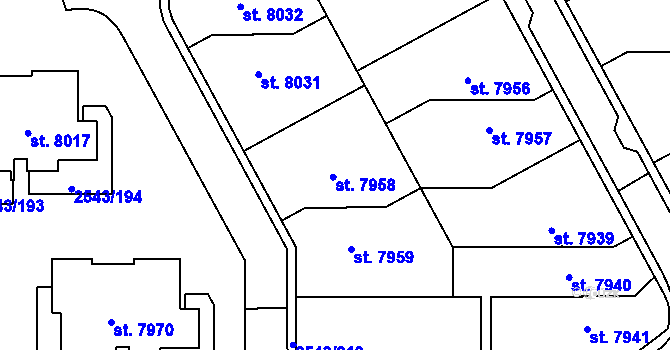 Parcela st. 2543/171 v KÚ Cheb, Katastrální mapa