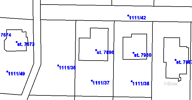 Parcela st. 7896 v KÚ Cheb, Katastrální mapa