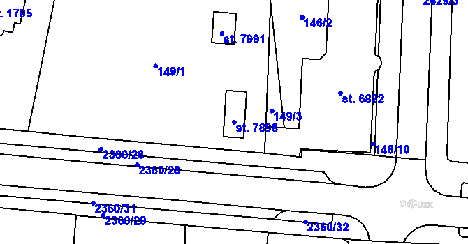 Parcela st. 7898 v KÚ Cheb, Katastrální mapa
