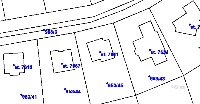 Parcela st. 7911 v KÚ Cheb, Katastrální mapa