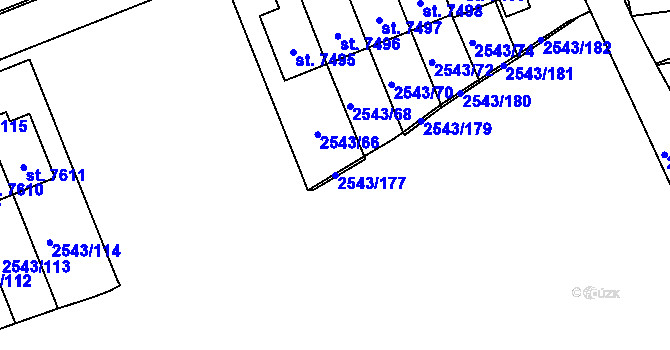 Parcela st. 2543/177 v KÚ Cheb, Katastrální mapa