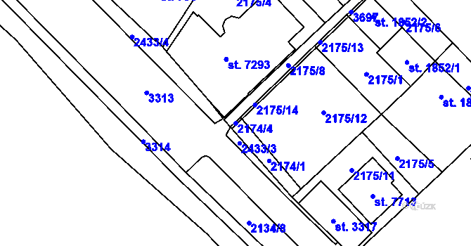 Parcela st. 2174/4 v KÚ Cheb, Katastrální mapa