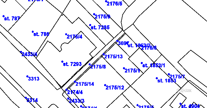 Parcela st. 2175/13 v KÚ Cheb, Katastrální mapa