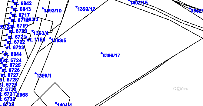 Parcela st. 1399/17 v KÚ Cheb, Katastrální mapa