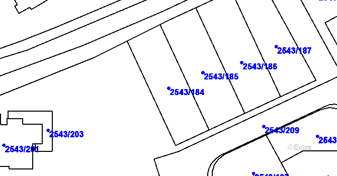 Parcela st. 2543/184 v KÚ Cheb, Katastrální mapa