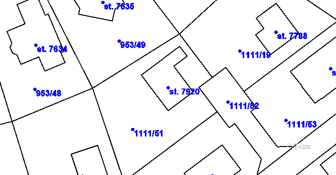 Parcela st. 7920 v KÚ Cheb, Katastrální mapa