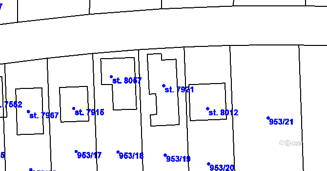 Parcela st. 7921 v KÚ Cheb, Katastrální mapa