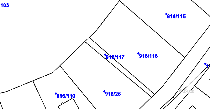Parcela st. 916/117 v KÚ Cheb, Katastrální mapa