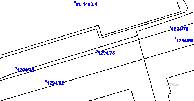 Parcela st. 1294/75 v KÚ Cheb, Katastrální mapa