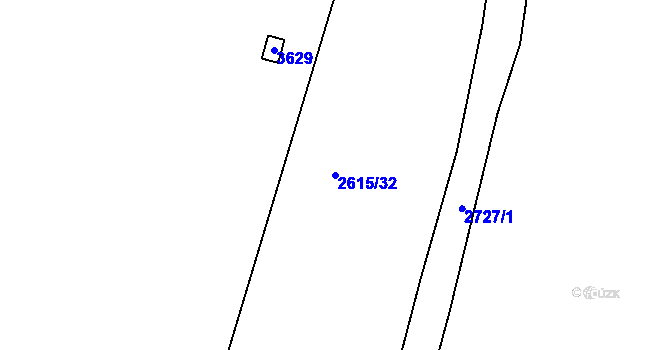 Parcela st. 2615/32 v KÚ Cheb, Katastrální mapa