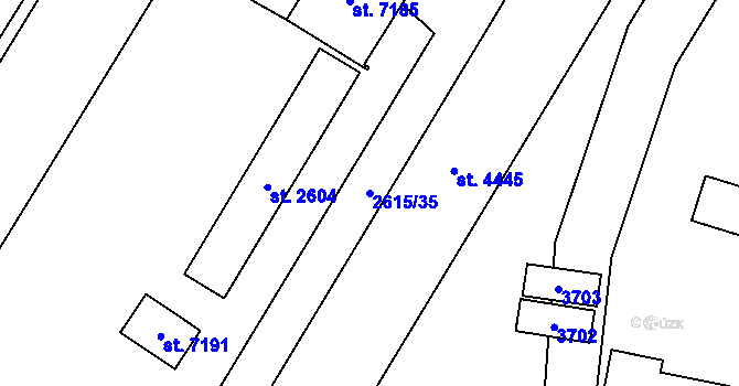 Parcela st. 2615/35 v KÚ Cheb, Katastrální mapa