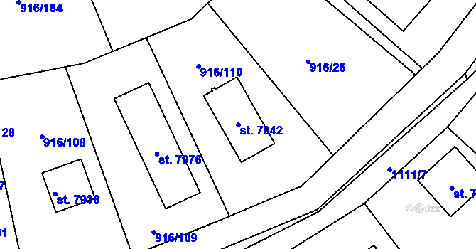 Parcela st. 7942 v KÚ Cheb, Katastrální mapa
