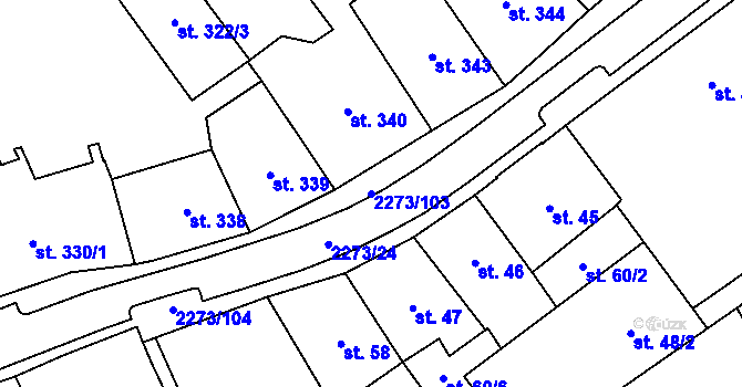 Parcela st. 2273/103 v KÚ Cheb, Katastrální mapa